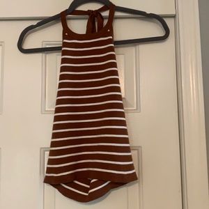 Brown/white halter top